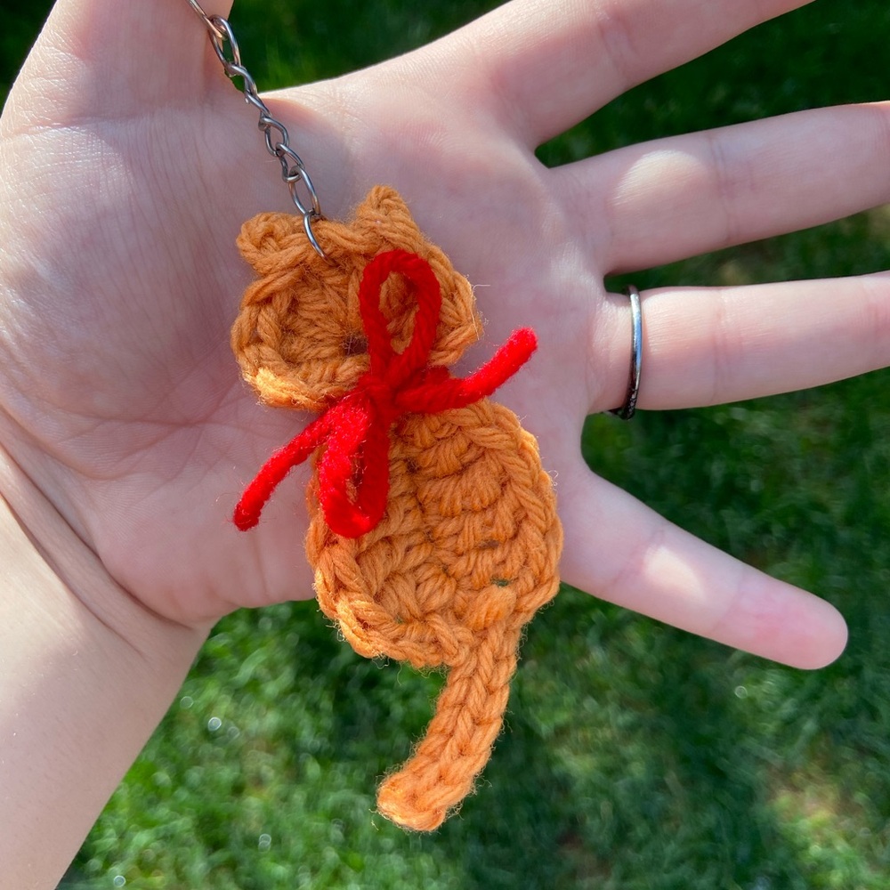 Handcrafted Orange Cat Keychain